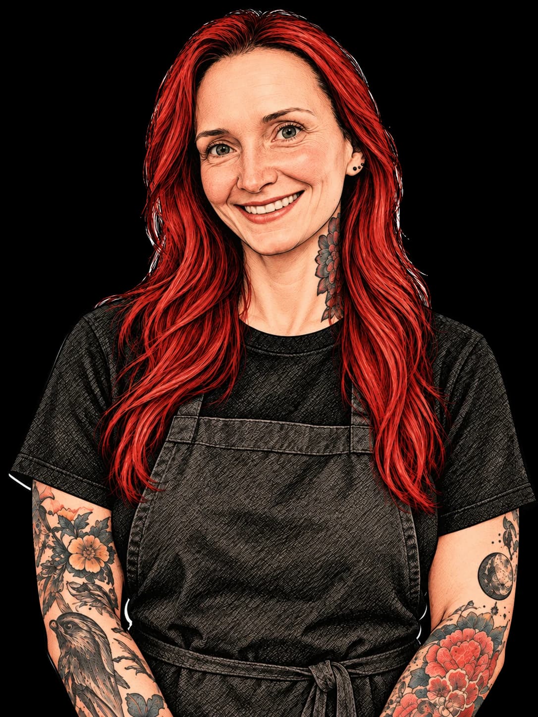 Editorial illustration of Haley Popp, the artist behind Hive Bakery